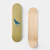 Gelbe blaue Streifen Dinosaurier T-rex Skateboard (Vorderseite)