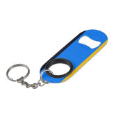 Gelbe blaue Streifen Mini Flaschenöffner (Vorderseite Schrägansicht)