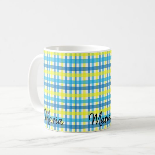 Gelbe blaue Streifen-Tasse Kaffeetasse (Vorderseite Links)