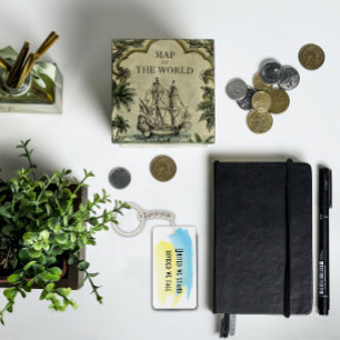 Gelbe blaue ukrainische Flagge vereint wir stehen  Schlüsselanhänger