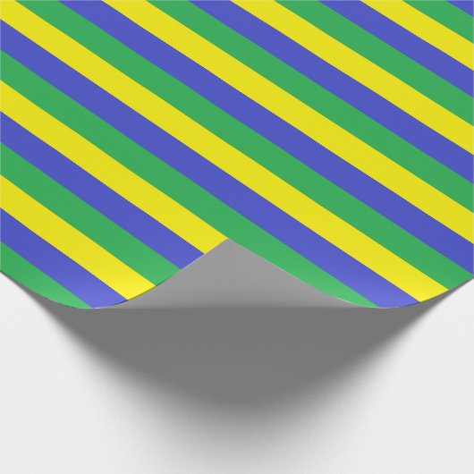 Gelbe, blaue und grüne Streifen Geschenkpapier (Ecke)