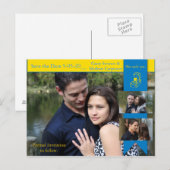 Gelbe blaue Verlobung Postkarte (Vorne/Hinten)