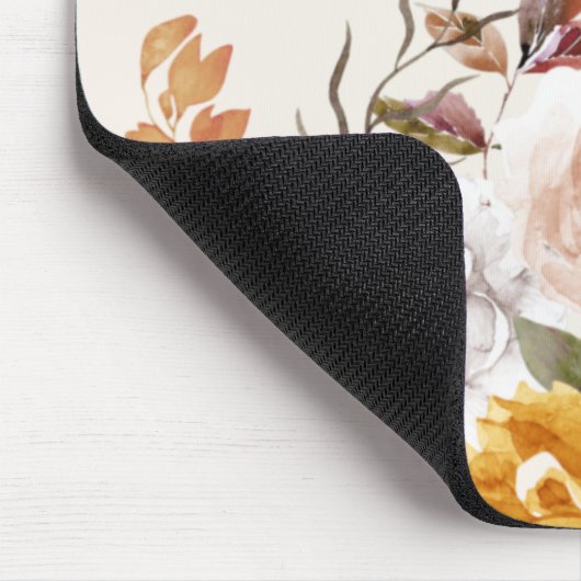 Gelbe blaue Wasserfarbe Blumengrün Name Mousepad (Ecke)