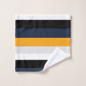 Gelbe, blaue, weiße und schwarze Streifen Badhandtuch Set (Waschlappen)