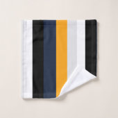 Gelbe, blaue, weiße und schwarze Streifen Badhandtuch Set (Waschlappen)