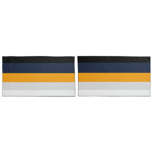 Gelbe, blaue, weiße und schwarze Streifen Kissenbezug