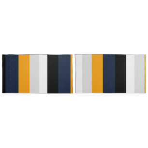 Gelbe, blaue, weiße und schwarze Streifen Kissenbezug