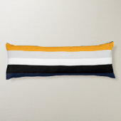 Gelbe, blaue, weiße und schwarze Streifen Seitenschläferkissen (Rückseite)