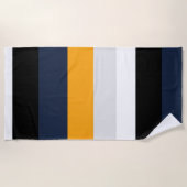 Gelbe, blaue, weiße und schwarze Streifen Strandtuch (Vorderseite)