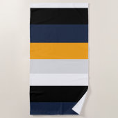 Gelbe, blaue, weiße und schwarze Streifen Strandtuch (Vorderseite)