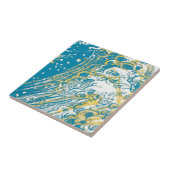 Gelbe, blaue Wellen Fliese (Seite)