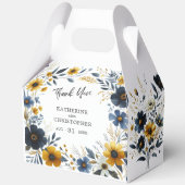 Gelbe blaue Wildblumen Elegante Große Hochzeit Geschenkschachtel (Rückseite)