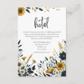 Gelbe blaue Wildblumen feierliches Hochzeitshotel Begleitkarte (Vorderseite)