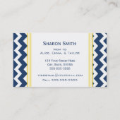 Gelbe blaue Zickzack Retro Mama-nennende Karten (Rückseite)