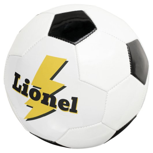 Gelbe Blitzschlag-Flash-Logo benutzerdefinierter N Fußball (Dreiviertel)