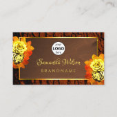 Gelbe blühende Rose Logos für Holzbaum Visitenkarte (Vorderseite)