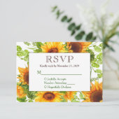 Gelbe blühende UAWG Hochzeitsreaktion RSVP Karte (Stehend Vorderseite)