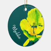 Gelbe Blume abstrakte Wasserfarbe Keramik Ornament (Links)