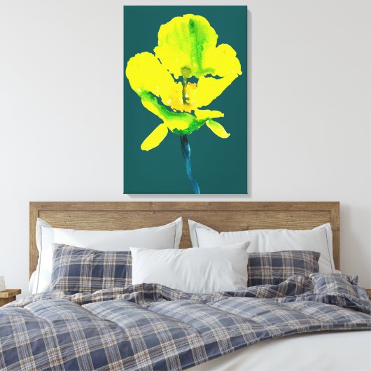 Gelbe Blume abstrakte Wasserfarbe Leinwanddruck (Insitu (Schlafzimmer))