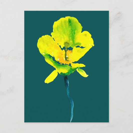 Gelbe Blume abstrakte Wasserfarbe Postkarte (Vorderseite)