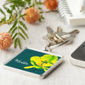 Gelbe Blume abstrakte Wasserfarbe Schlüsselanhänger (Seite)