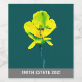 Gelbe Blume abstrakte Wasserfarbe Weinetikett (Einzelnes Label)