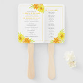 Gelbe Blume Aquarellfarben Hochzeitsprogramm Fächer (Vorne und Hinten)