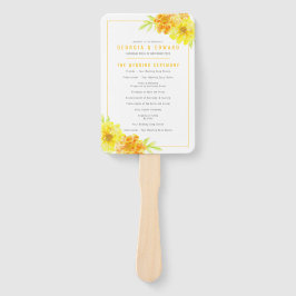 Gelbe Blume Aquarellfarben Hochzeitsprogramm Fächer
