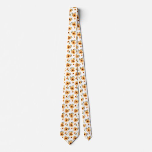 Gelbe Blume Aquarellfarben Krawatte (Vorderseite)