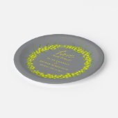 Gelbe Blume Aquarellkunst Graue Hochzeit Pappteller (Schrägansicht)