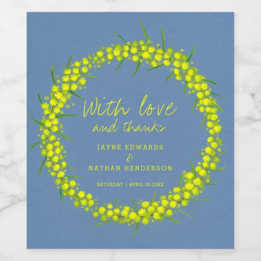 Gelbe Blume Aquarellweine Weinetikett (Einzelnes Label)