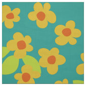 Gelbe Blume auf aquamarinen Vintagen Blume Stoff (Muster)