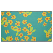 Gelbe Blume auf aquamarinen Vintagen Blume Stoff (Fat Quarter (45,7 x 55,9 cm))