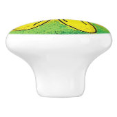 Gelbe Blume auf Green Keramik Pull Keramikknauf (Seitenansicht)