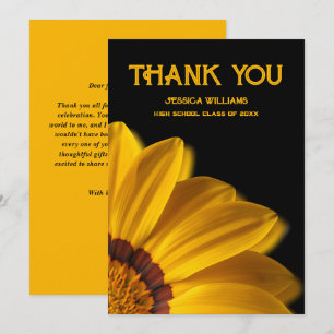 Gelbe Blume auf schwarzem Hintergrund Dankeskarte