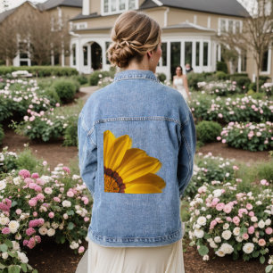 Gelbe Blume auf schwarzem Hintergrund Jeansjacke