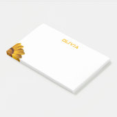 Gelbe Blume auf schwarzem Hintergrund Post-it Klebezettel (angewinkelt)