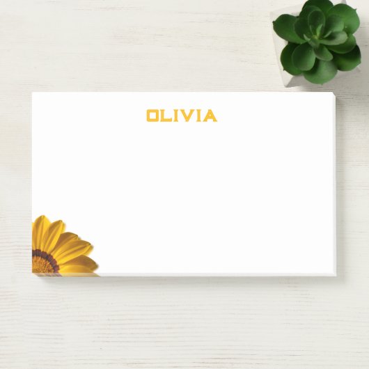 Gelbe Blume auf schwarzem Hintergrund Post-it Klebezettel (Büro)