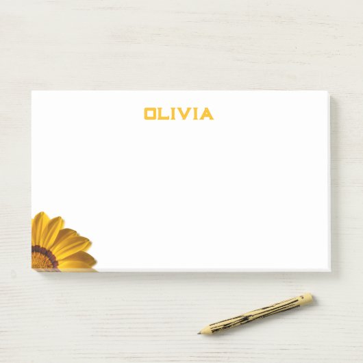 Gelbe Blume auf schwarzem Hintergrund Post-it Klebezettel (Auf Schreibtisch)