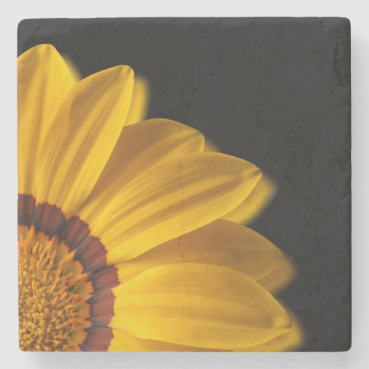 Gelbe Blume auf schwarzem Hintergrund Steinuntersetzer (Vorderseite)