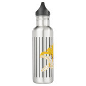 Gelbe Blume auf schwarzen Streifen Edelstahlflasche (Links)