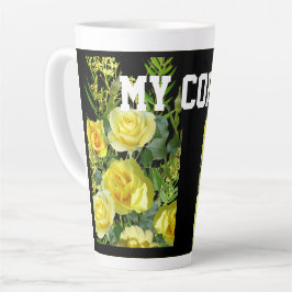 Gelbe Blume Bild meines Kaffeetextes Latte Tasse