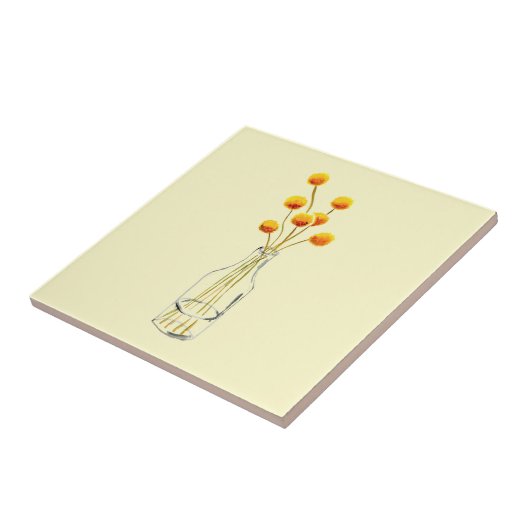 Gelbe Blume Billy Bob Kunst Fliese (Seite)