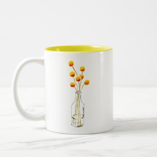 Gelbe Blume Billy Bob Kunst Zweifarbige Tasse (Links)