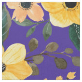 Gelbe Blume Blau Lila Botanisch Stoff (Nahaufnahme)