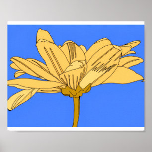 Gelbe Blume, blau und gelb Poster