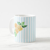Gelbe Blume Blauer Streifen Kaffeetasse (Vorderseite Links)