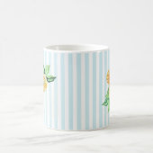 Gelbe Blume Blauer Streifen Kaffeetasse (Mittel)