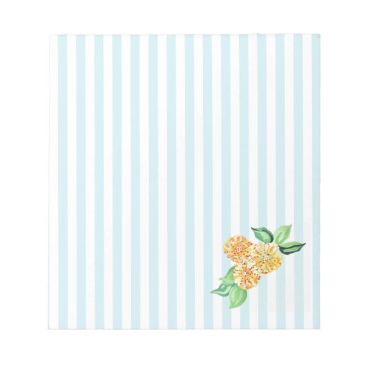 Gelbe Blume Blauer Streifen Notizblock (Vorderseite)