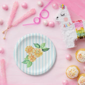 Gelbe Blume Blauer Streifen Pappteller (Party)